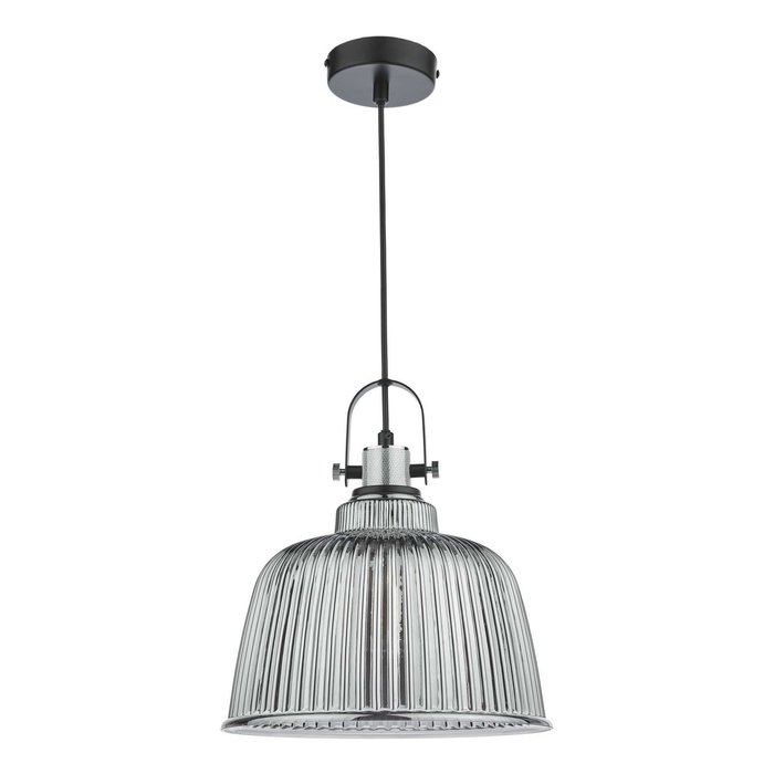 Rhode Single Large Pendant Light - Polished Chrome Smoked Glass