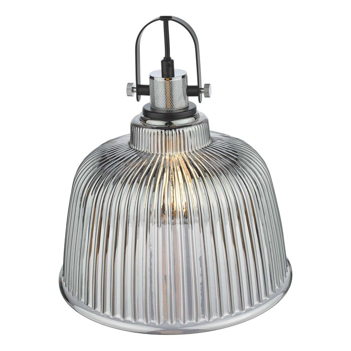 Rhode Single Large Pendant Light - Polished Chrome Smoked Glass