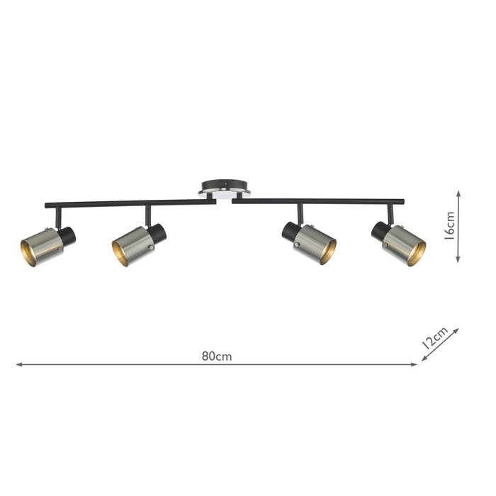 Ryan 4 Light Bar Spotlight - Brushed Nickel Matt Black