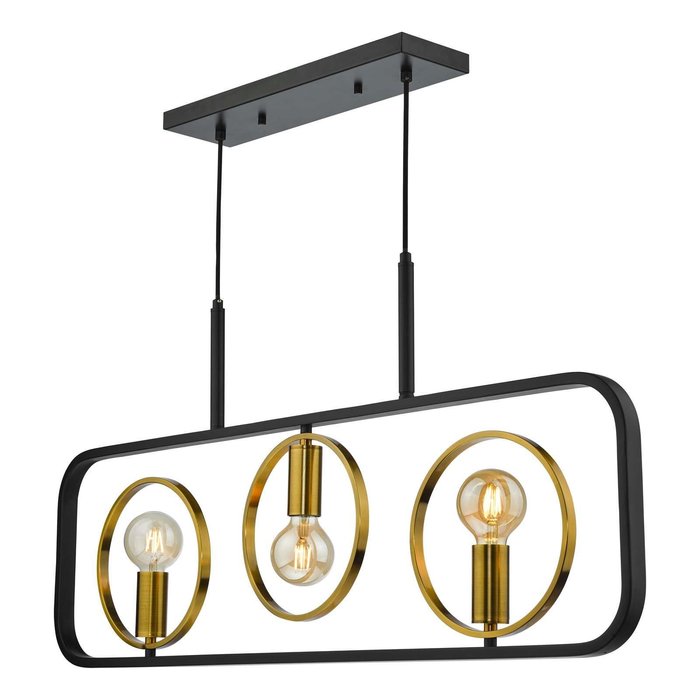 Ryota 3 Light Bar Pendant Light - Satin Black Antique Gold