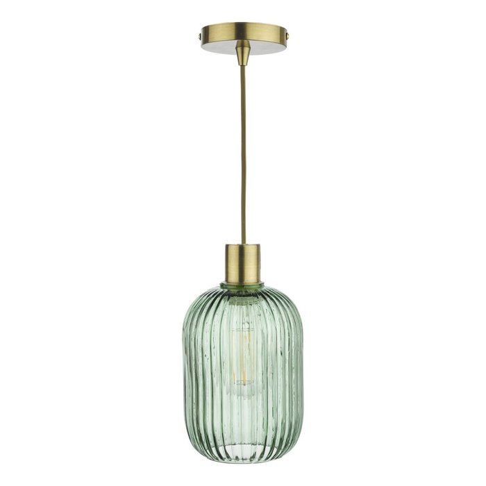 Sawyer Easy Fit Pendant Shade - Green Ribbed Glass