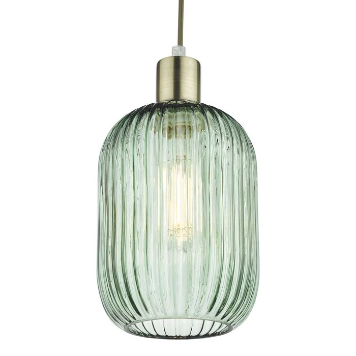 Sawyer Easy Fit Pendant Shade - Green Ribbed Glass