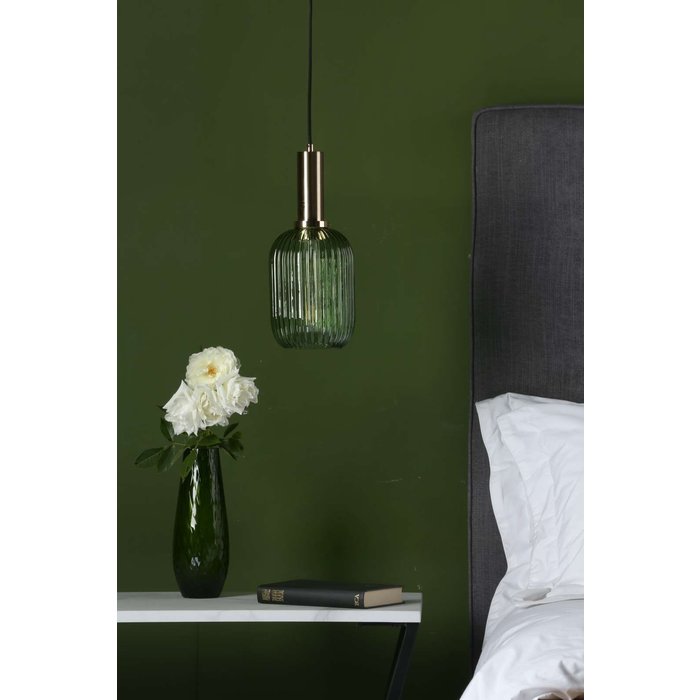 Sawyer Easy Fit Pendant Shade - Green Ribbed Glass