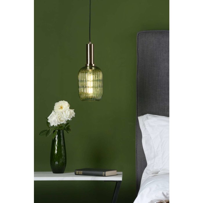 Sawyer Easy Fit Pendant Shade - Green Ribbed Glass