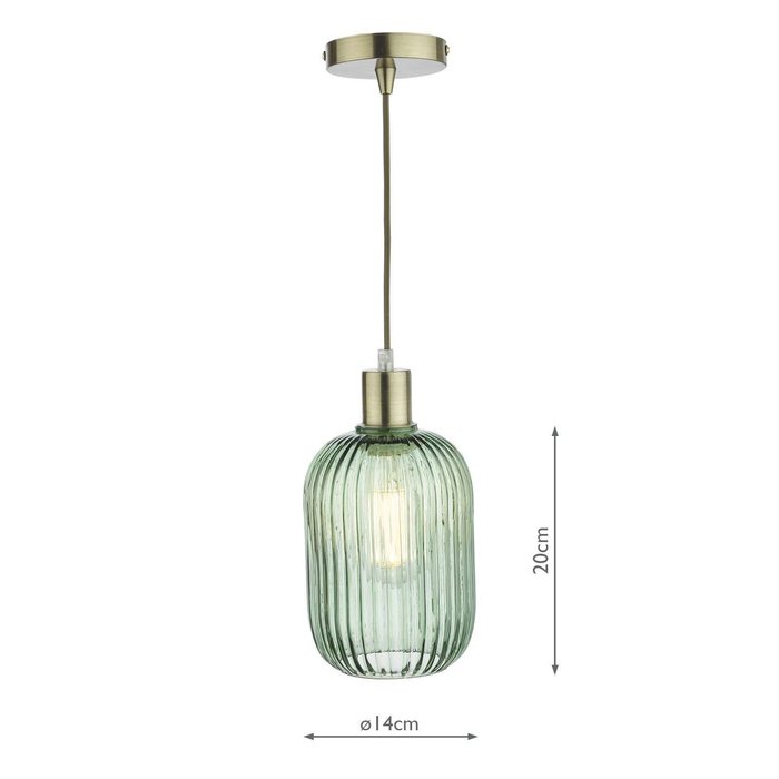 Sawyer Easy Fit Pendant Shade - Green Ribbed Glass