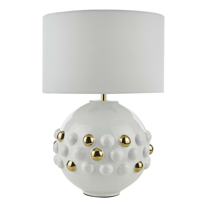 Sphere 1 Light Table Lamp - Gloss Glazed White With Shade