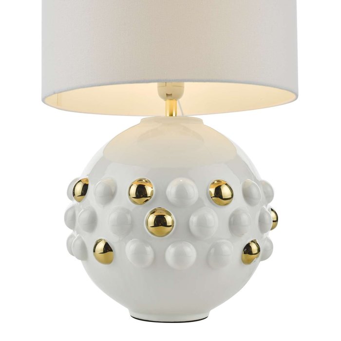 Sphere 1 Light Table Lamp - Gloss Glazed White With Shade