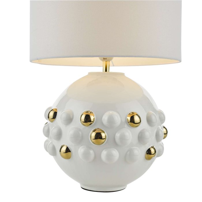 Sphere 1 Light Table Lamp - Gloss Glazed White With Shade