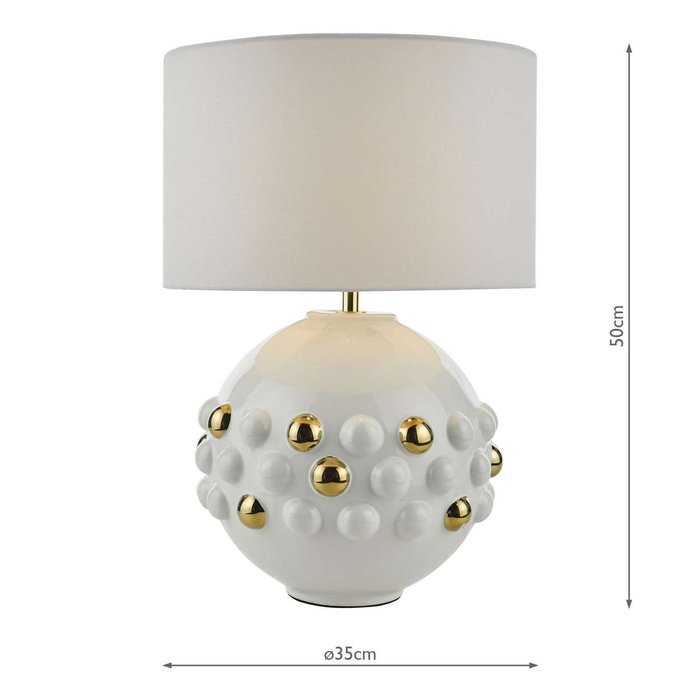 Sphere 1 Light Table Lamp - Gloss Glazed White With Shade