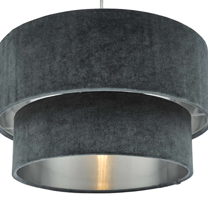 Suvan Easy Fit Tired Velvet Shade - Dark Grey With Silver Lining