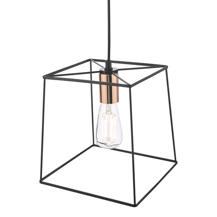 Tower 1 Light Single Pendant Light - Matt Black Copper