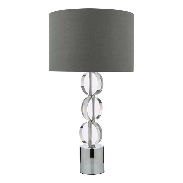 Tuke Touch Bedside Table Lamp - Polished Chrome Crystal With Shade