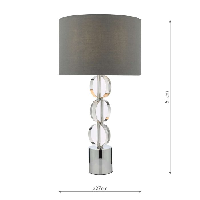 Tuke Touch Bedside Table Lamp - Polished Chrome Crystal With Shade