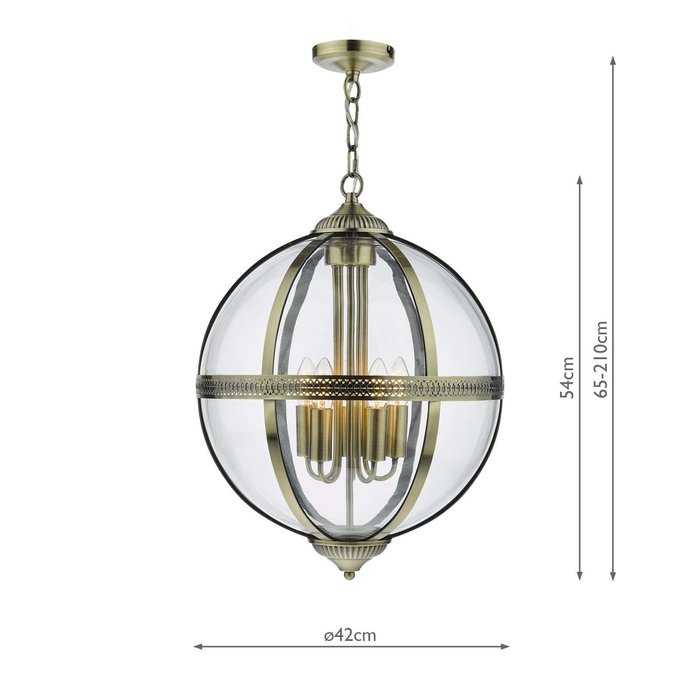 Vanessa 5 Light Lantern - Antique Brass Glass