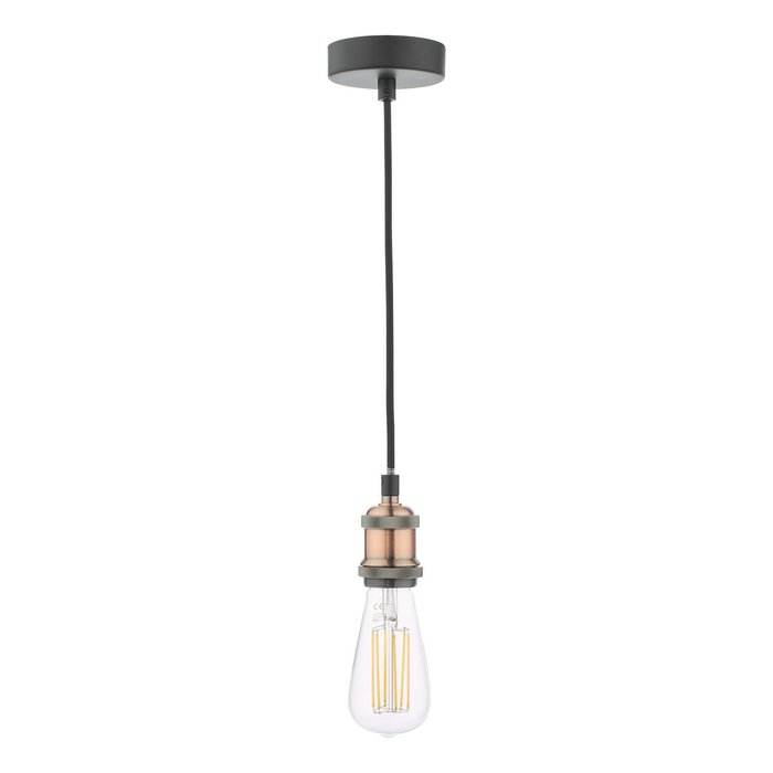 Waco 1 Light E27 Suspension - Antique Copper Matt Black