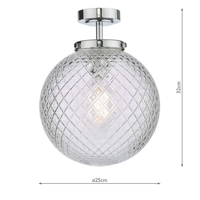 Wayne Flush Ceiling Light - Polished Chrome Glass IP44