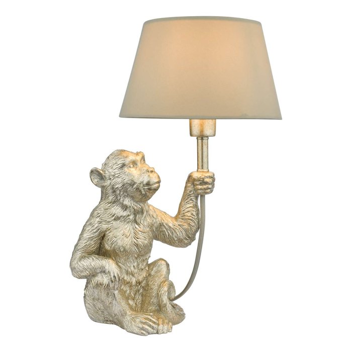 Zira 1 Light Monkey Table Lamp - Silver With Shade