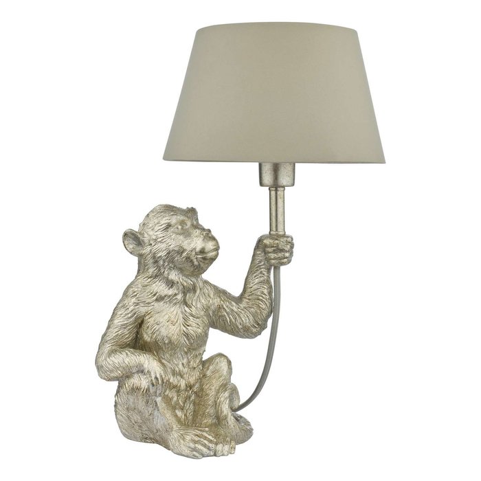 Zira 1 Light Monkey Table Lamp - Silver With Shade