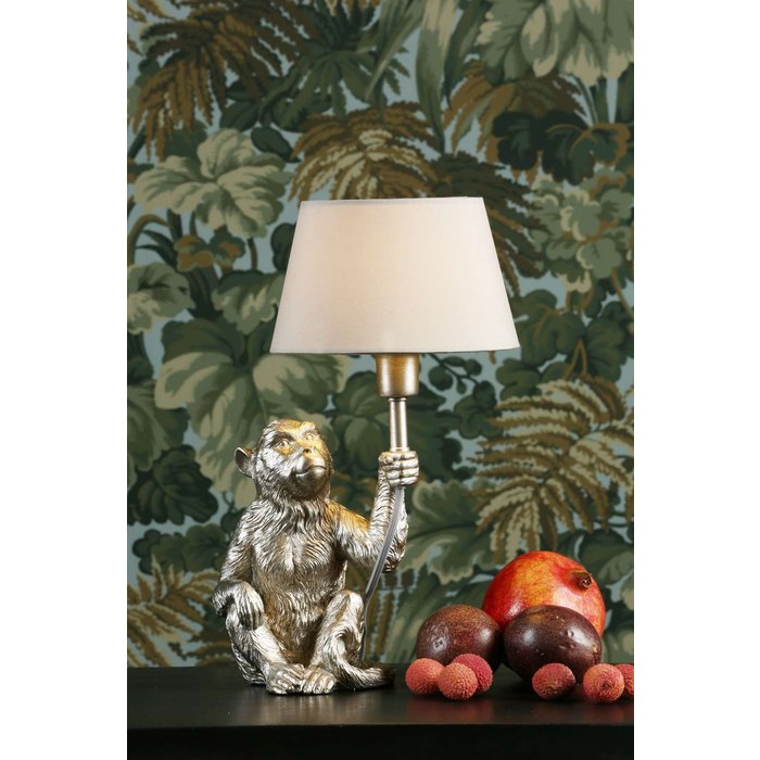 Zira 1 Light Monkey Table Lamp - Silver With Shade