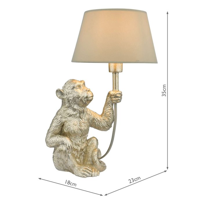 Zira 1 Light Monkey Table Lamp - Silver With Shade