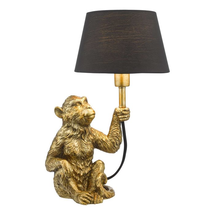 Zira Monkey Table Lamp - Gold With Shade