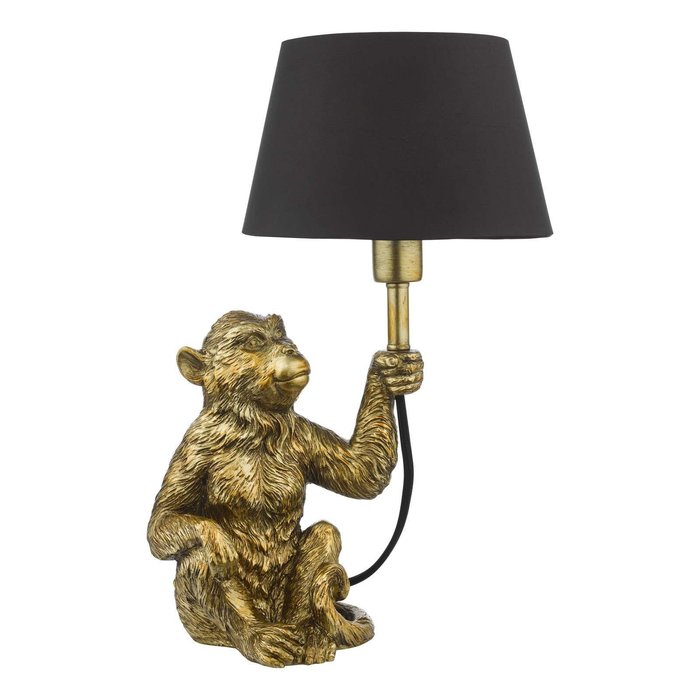 Zira Monkey Table Lamp - Gold With Shade