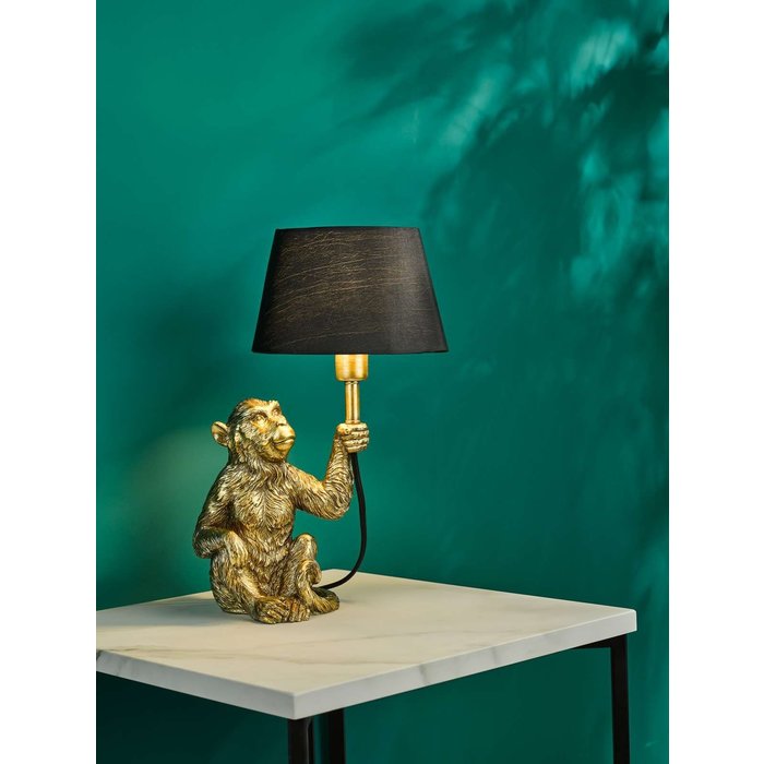 Zira Monkey Table Lamp - Gold With Shade