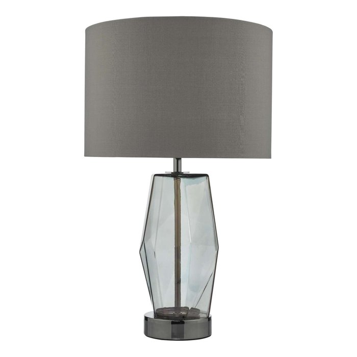 Mubina Touch Table Lamp - Black Chrome Smoked Glass With Shade