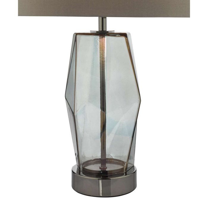 Mubina Touch Table Lamp - Black Chrome Smoked Glass With Shade