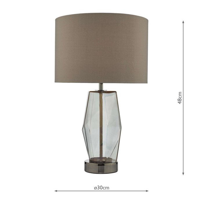 Mubina Touch Table Lamp - Black Chrome Smoked Glass With Shade