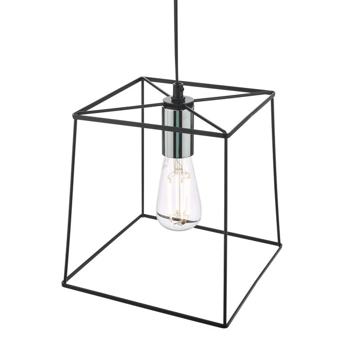 Tower 1 Light Single Pendant Light - Matt Black Polished Chrome