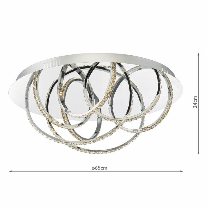 Zenith - Modern Crystal Hoop Flush Ceiling Light - Large