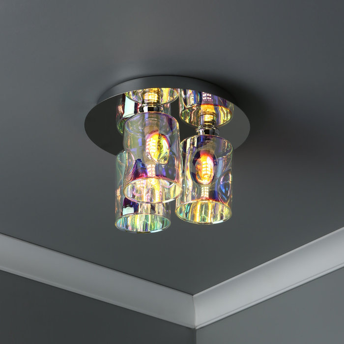 Spectrum - Iridescent Glass Flush Ceiling Light