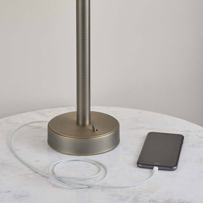 Issey - Modern Drum Table Lamp - Bronze & Vintage White Cylinder Shade
