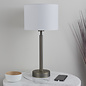 Issey - Modern Drum Table Lamp - Bronze & Vintage White Cylinder Shade