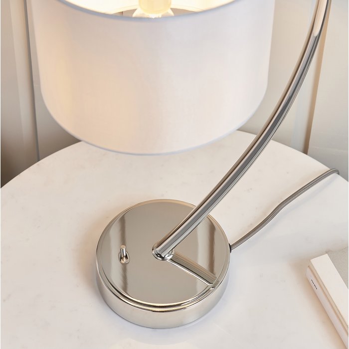 Josie - White & Chrome Arc Minimalist Table Lamp