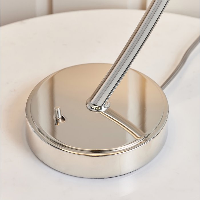 Josie - White & Chrome Arc Minimalist Table Lamp