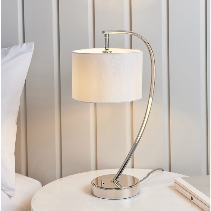 Josie - White & Chrome Arc Minimalist Table Lamp