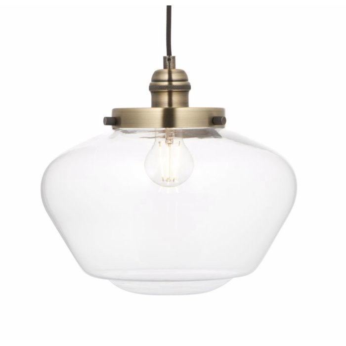 Caygill - Antique Brass Pendant Light with Clear Glass Shade