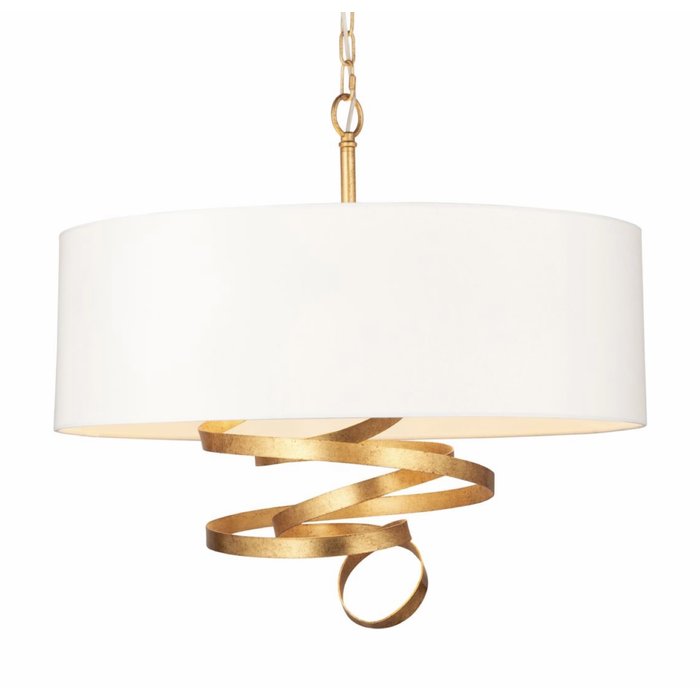 Murton - Gold Ribbon Pendant Light with Ivory Shade