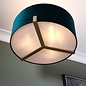 Mayfair - 3 Light Drum Hotel Style Feature Light - Green Velvet & Matt Antique Brass