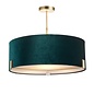 Mayfair - 3 Light Drum Hotel Style Feature Light - Green Velvet & Matt Antique Brass