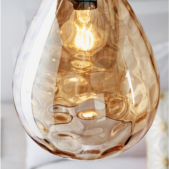 Stace - Rippled Amber Glass Easy Fit Pendant Shade