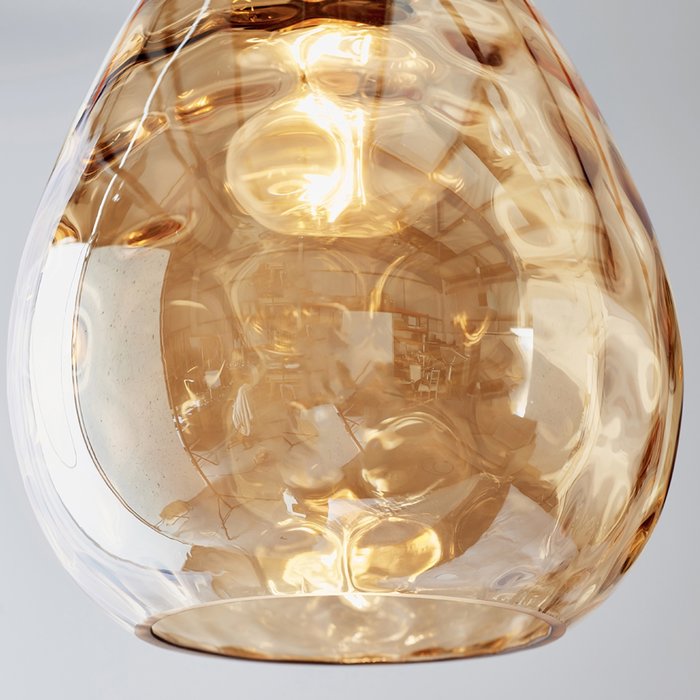 Stace - Rippled Amber Glass Easy Fit Pendant Shade