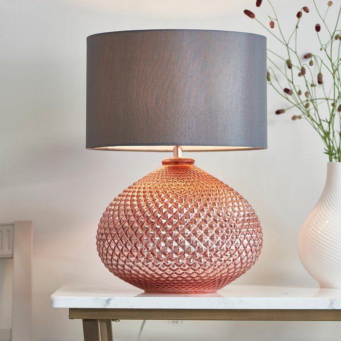 Ripple -  Coppered Glass Table Lamp with Grey Shade