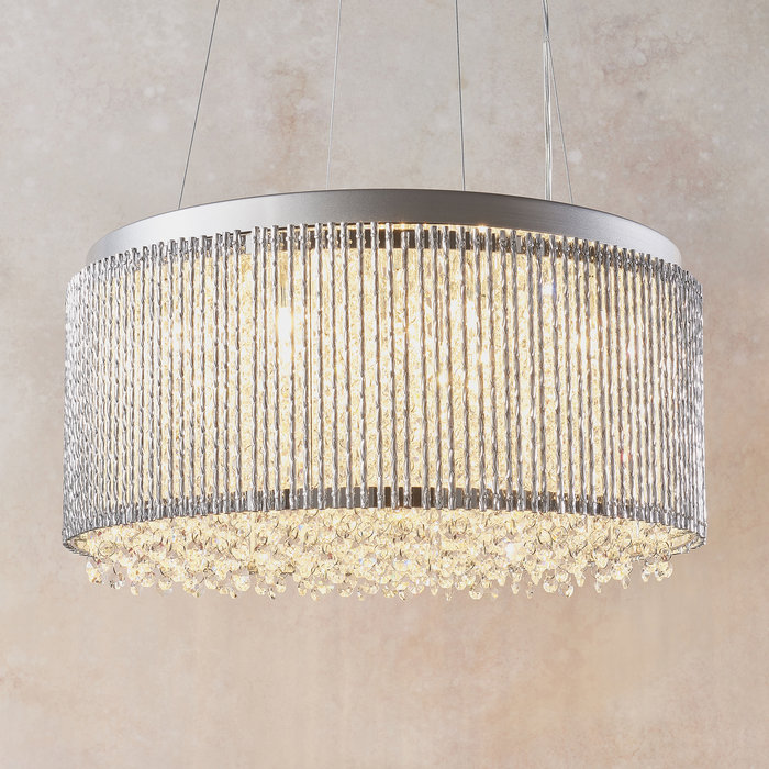 Galina - Crystal Drum Ceiling Pendant - Polished Chrome