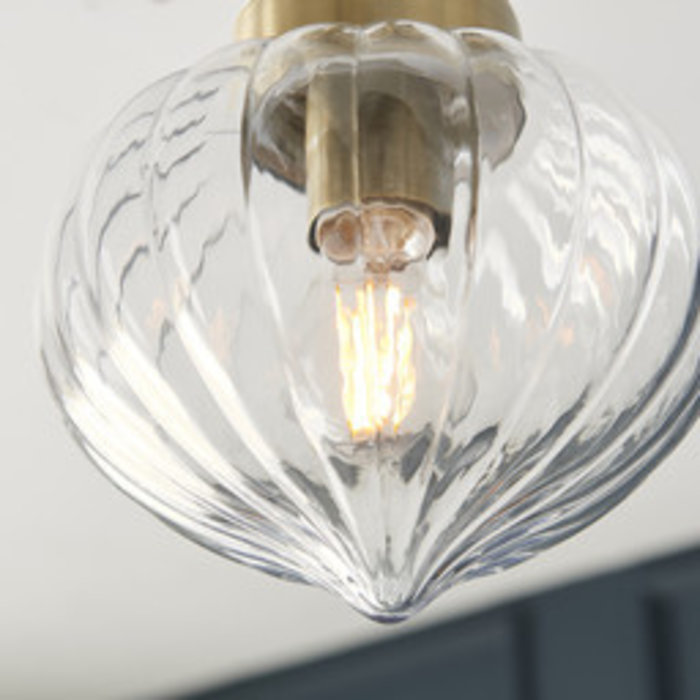 Addington -  Brass and Glass Semi Flush Ceiling Light