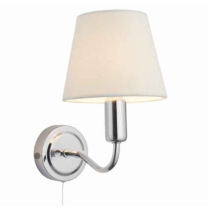 Conway - Chrome LED Wall Light with Ivory Shade - Bathroom Rated