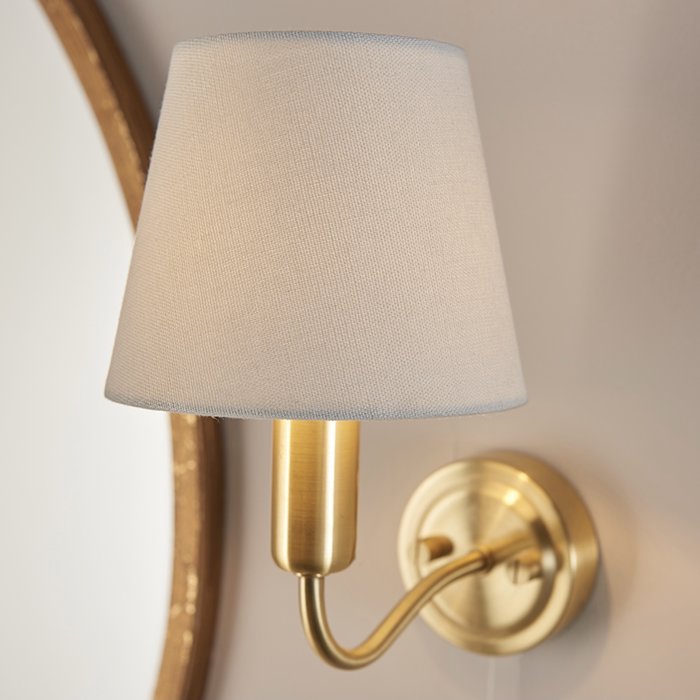 Conway - Brass LED Wall Light with Ivory Shade - Bathroom Rated - Switched