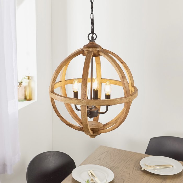 Mango Wood Globe - Feature Light